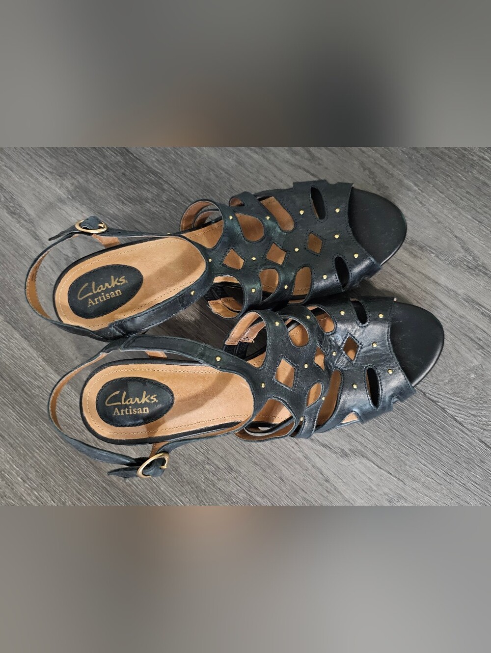 *Clarks ArtisanWedge Saddle-Strap Sandals*